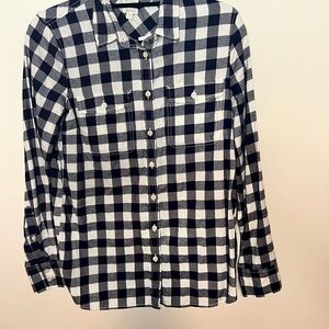 J. Crew NWT perfect fit White Blue Buffalo Plaid Soft Flannel Shirt Size S